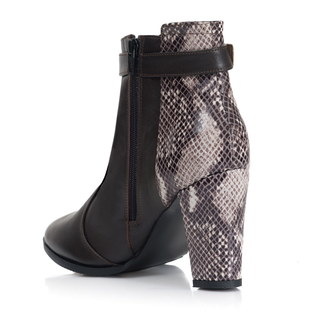 Botine Piele Snake Maro Anabel T10 - orice culoare