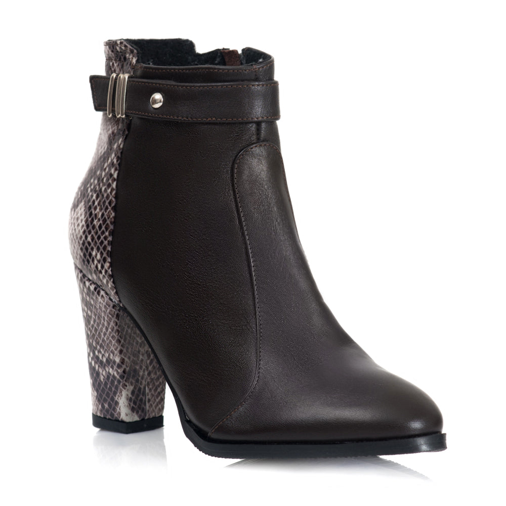 Botine Piele Snake Maro Anabel T10 - orice culoare
