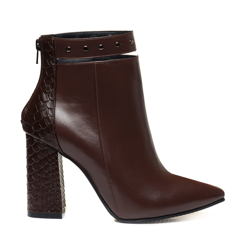 Botine Piele Maro Cu Bareta Emily L11 - Orice Culoare