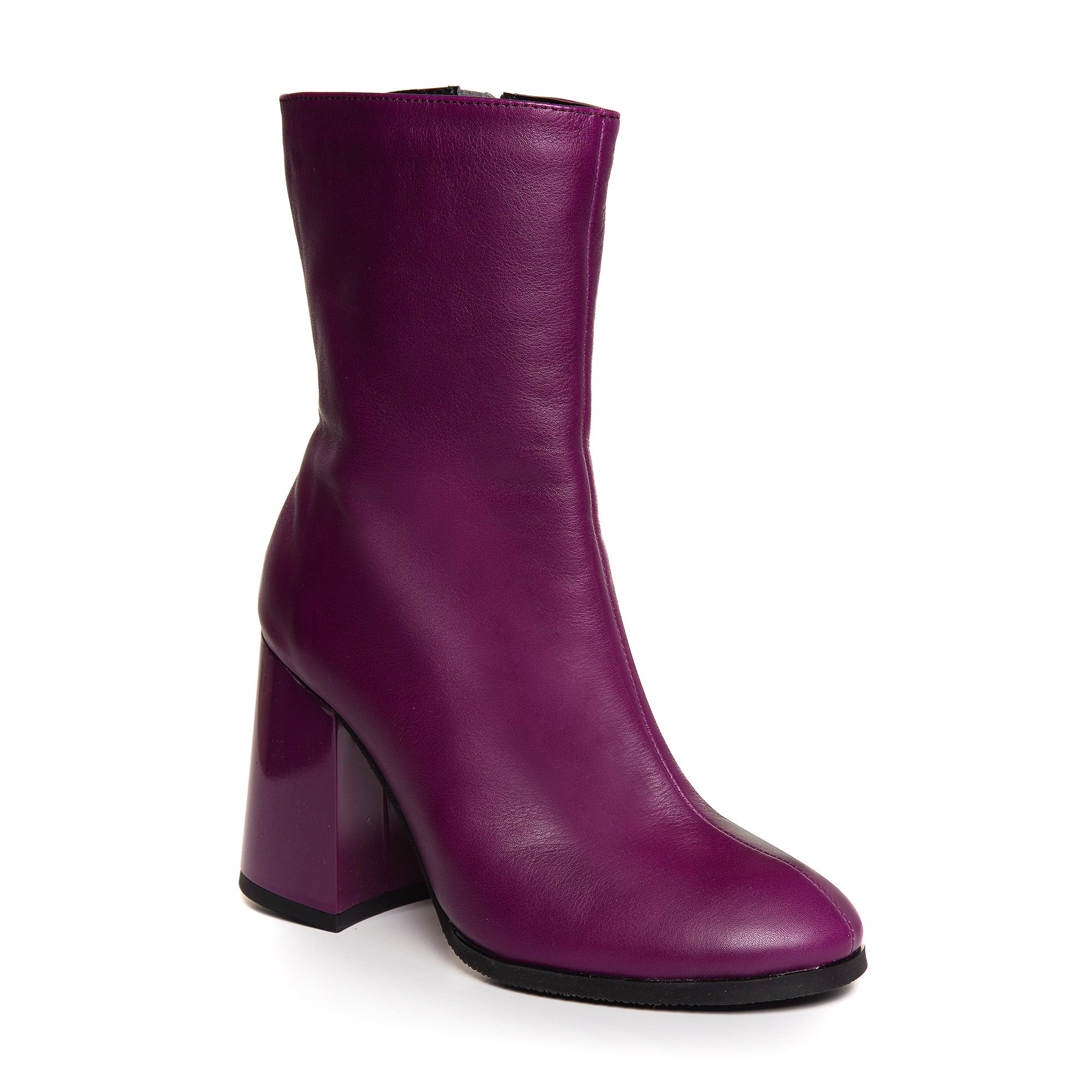Botine Piele Marsala cu toc Evazat Vania C42 - Orice Culoare