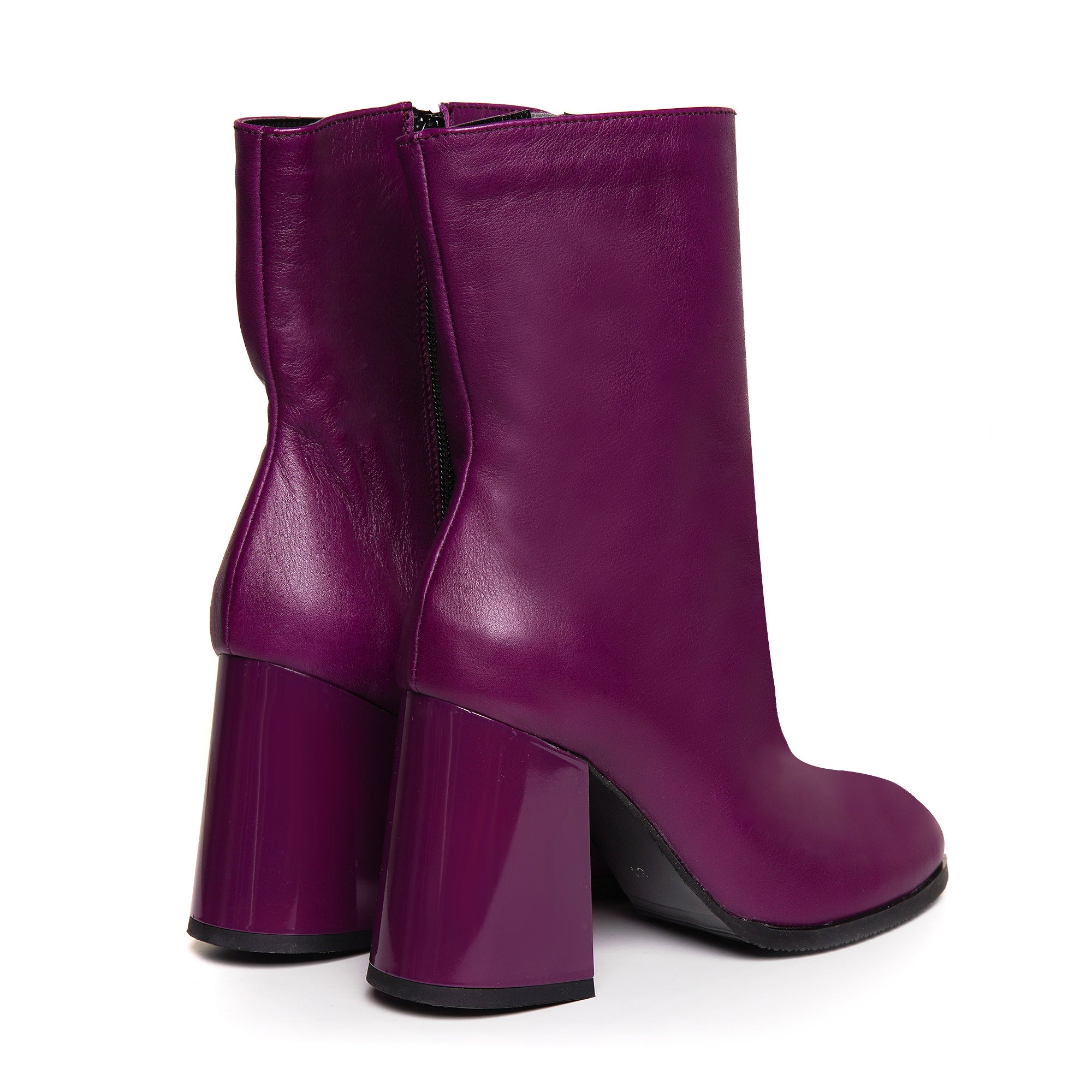 Botine Piele Marsala cu toc Evazat Vania C42 - Orice Culoare