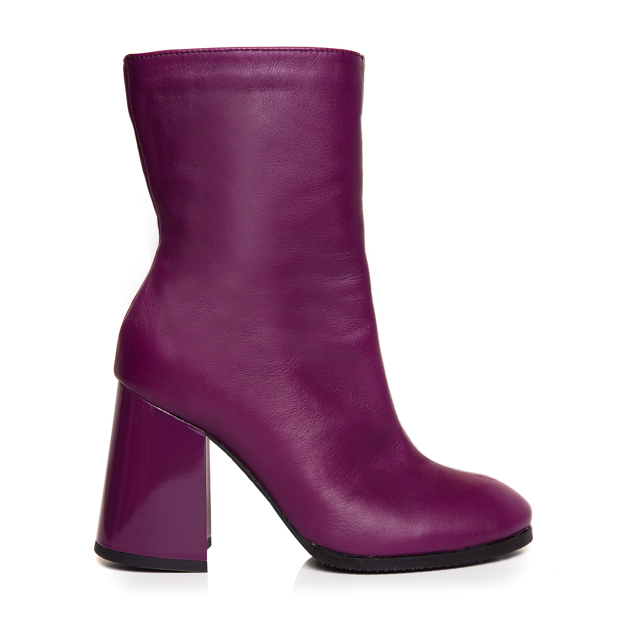 Botine Piele Marsala cu toc Evazat Vania C42 - Orice Culoare