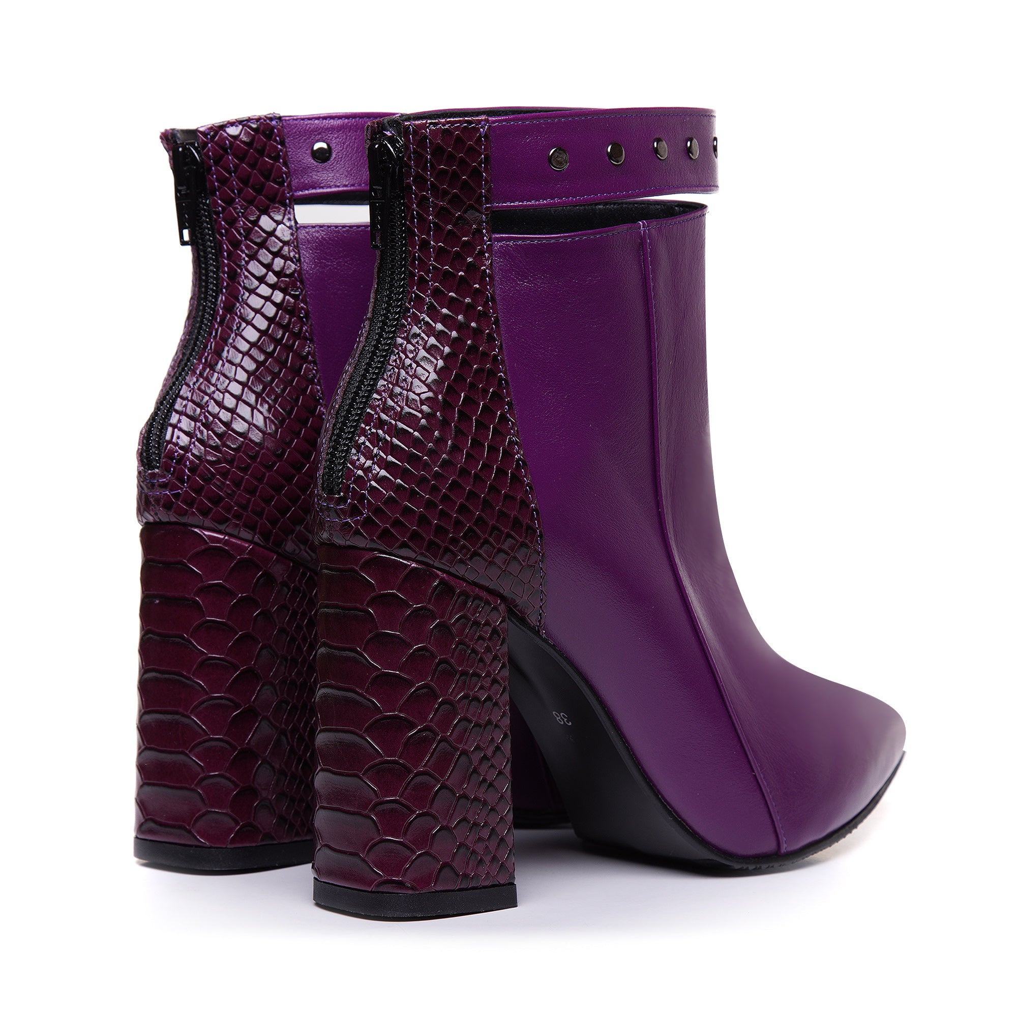 Botine Piele Mov Cu Bareta Emily L11 - Orice Culoare