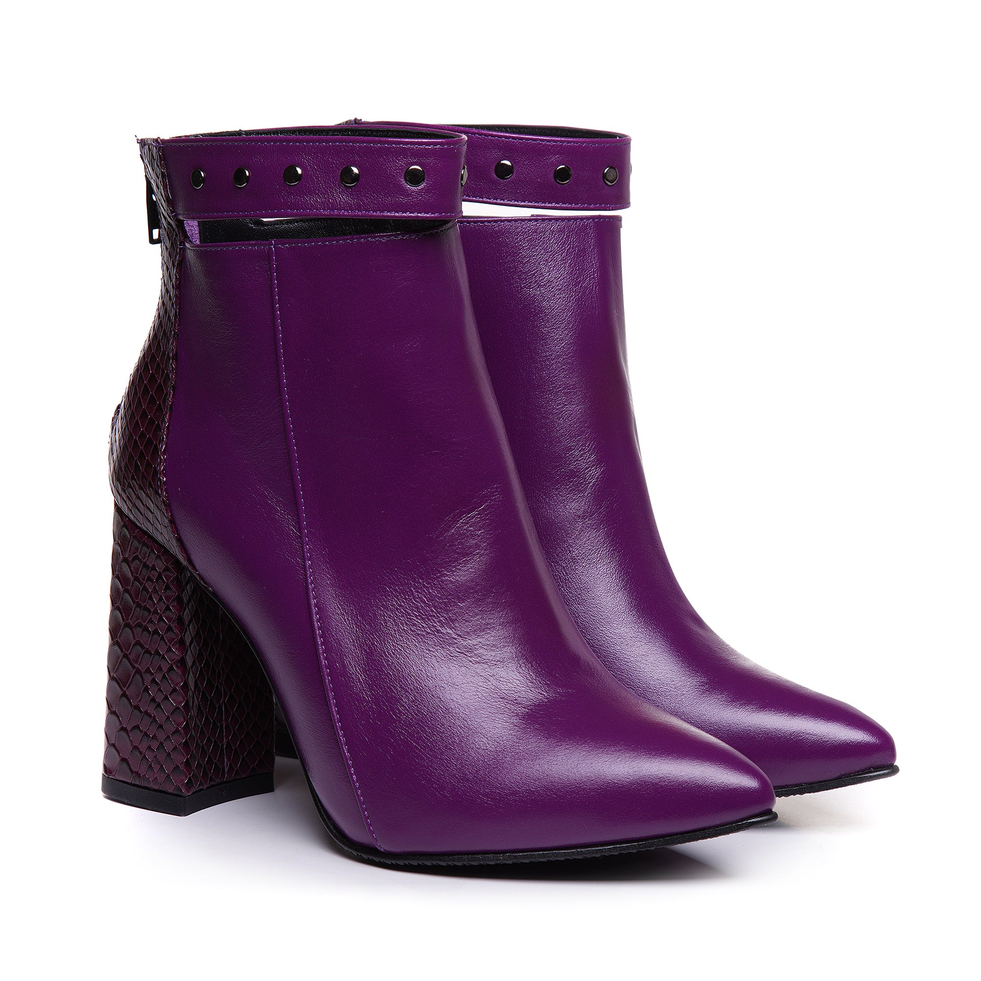 Botine Piele Mov Cu Bareta Emily L11 - Orice Culoare