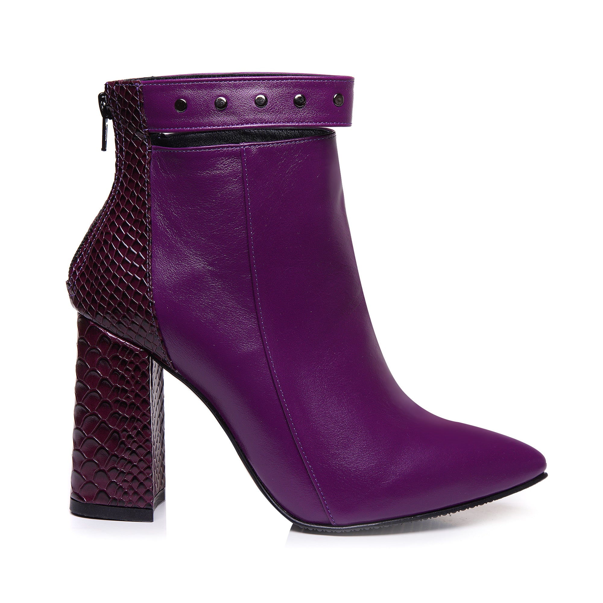 Botine Piele Mov Cu Bareta Emily L11 - Orice Culoare