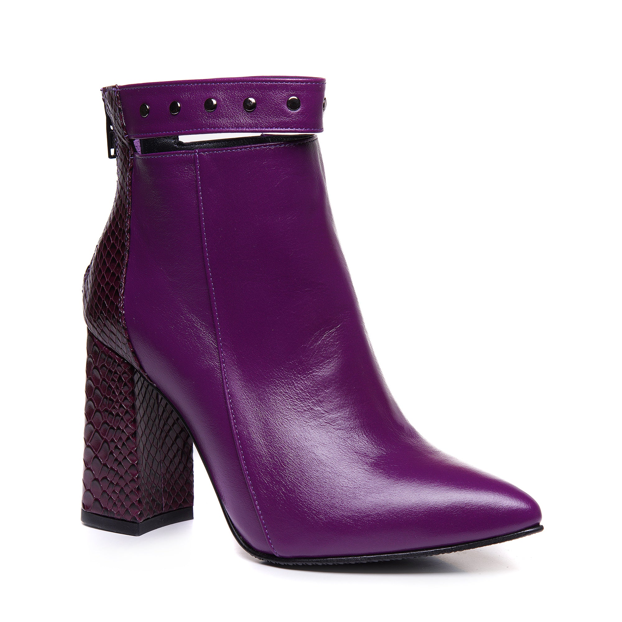 Botine Piele Mov Cu Bareta Emily L11 - Orice Culoare