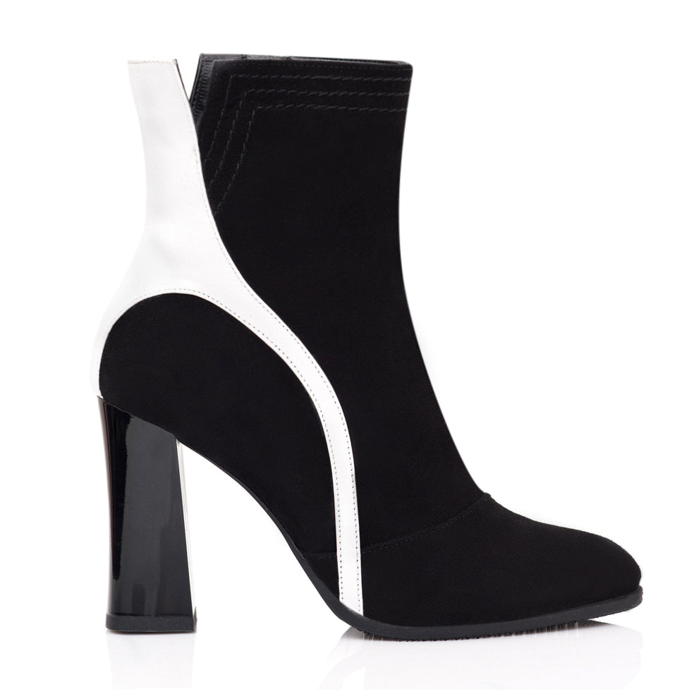 Botine Piele 2 Culori Toc Evazat Luna C28 - orice culoare