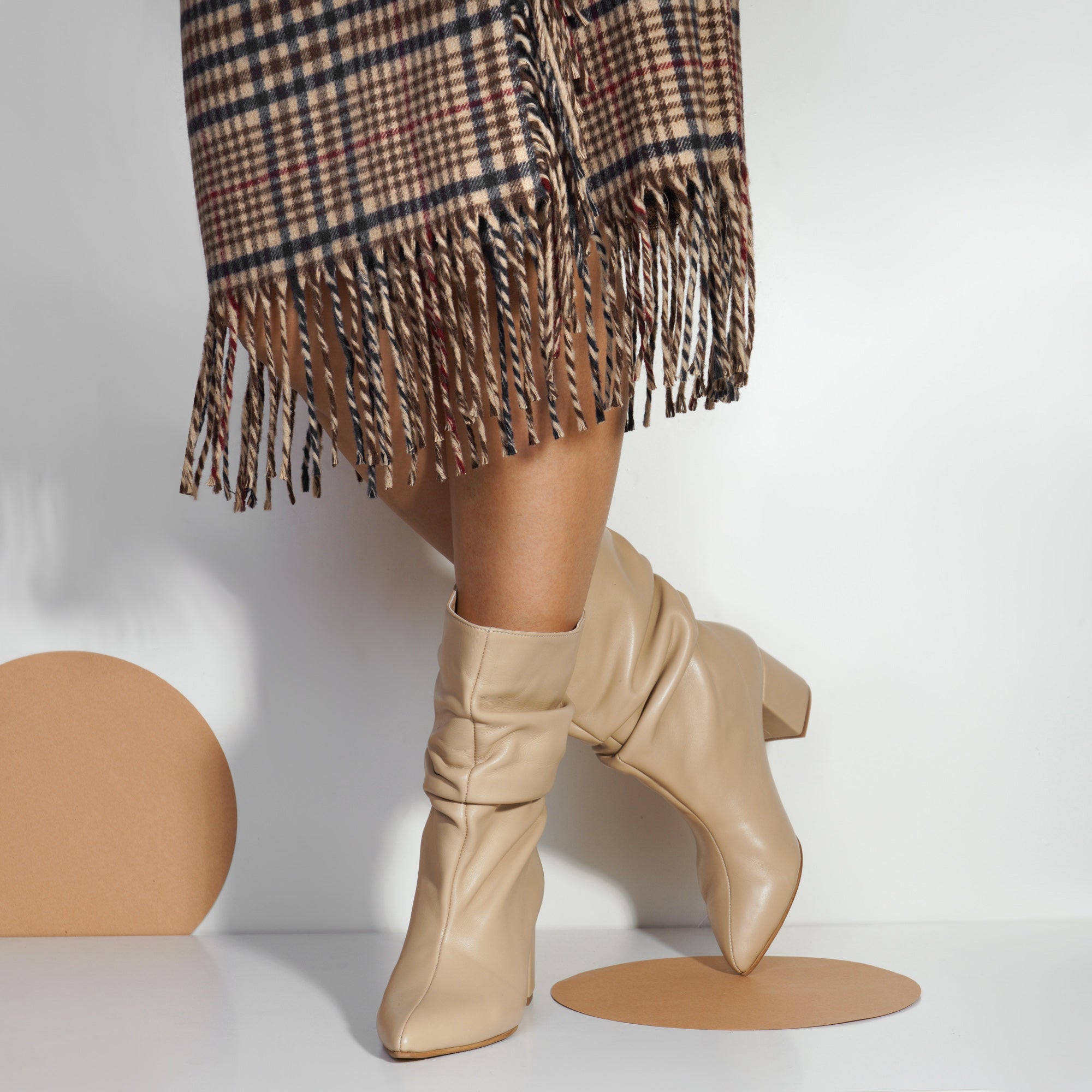 Botine Fronsate Piele Nude Clementine - orice culoare