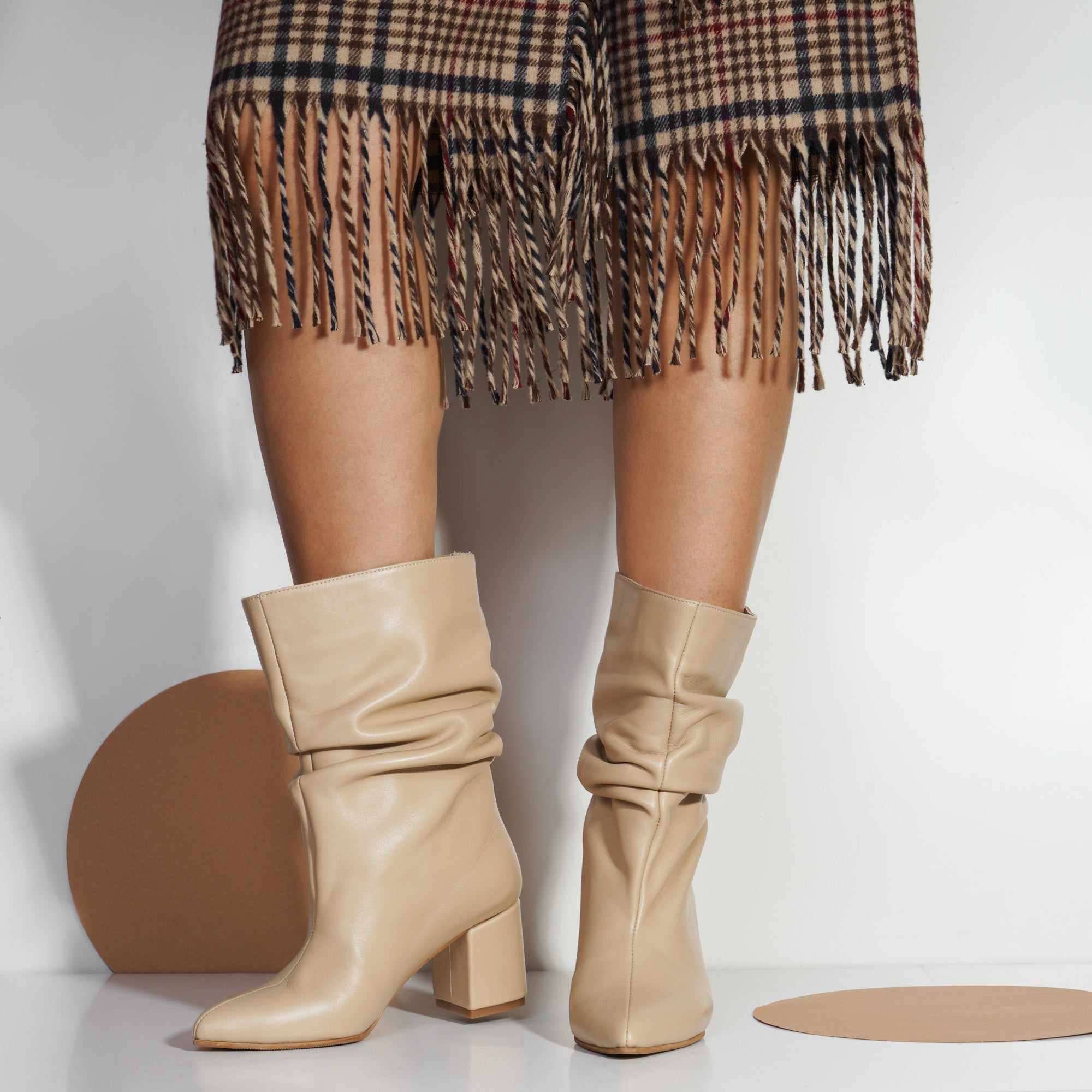 Botine Fronsate Piele Nude Clementine - orice culoare