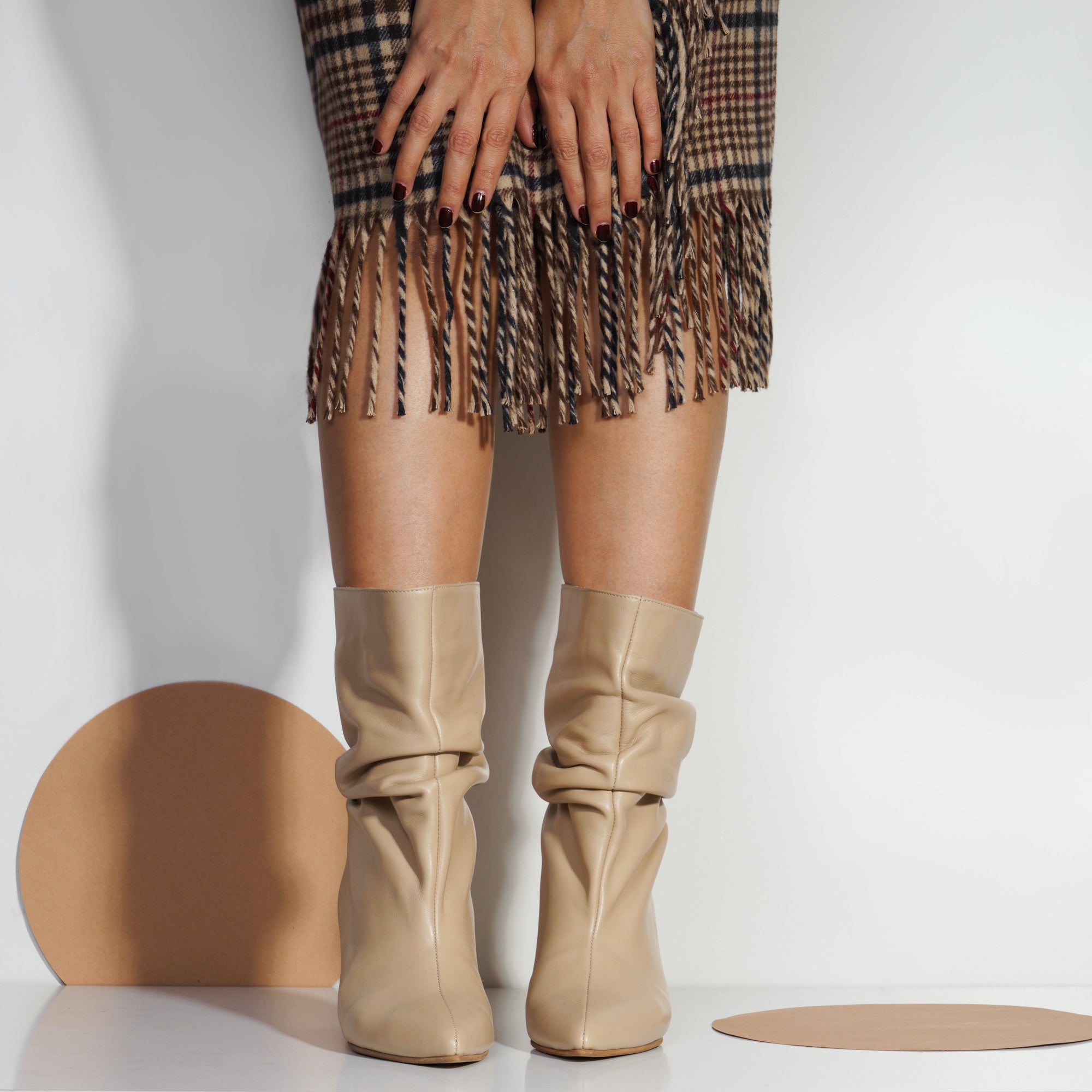 Botine Fronsate Piele Nude Clementine - orice culoare