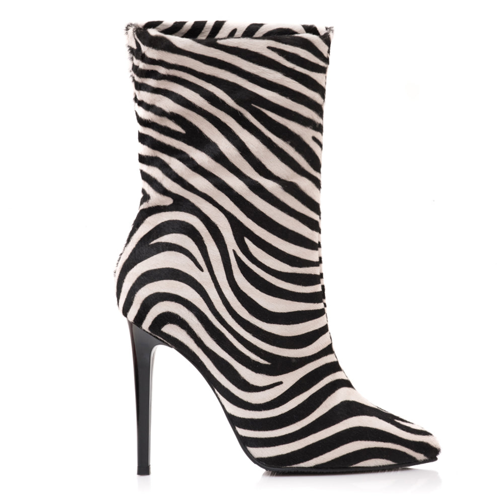 Botine Piele Ponei Imprimeu Zebra L4- Orice Culoare