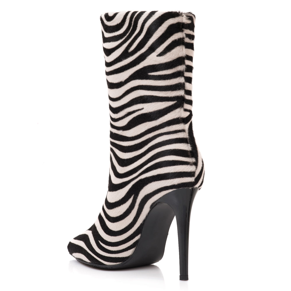 Botine Piele Ponei Imprimeu Zebra L4- Orice Culoare