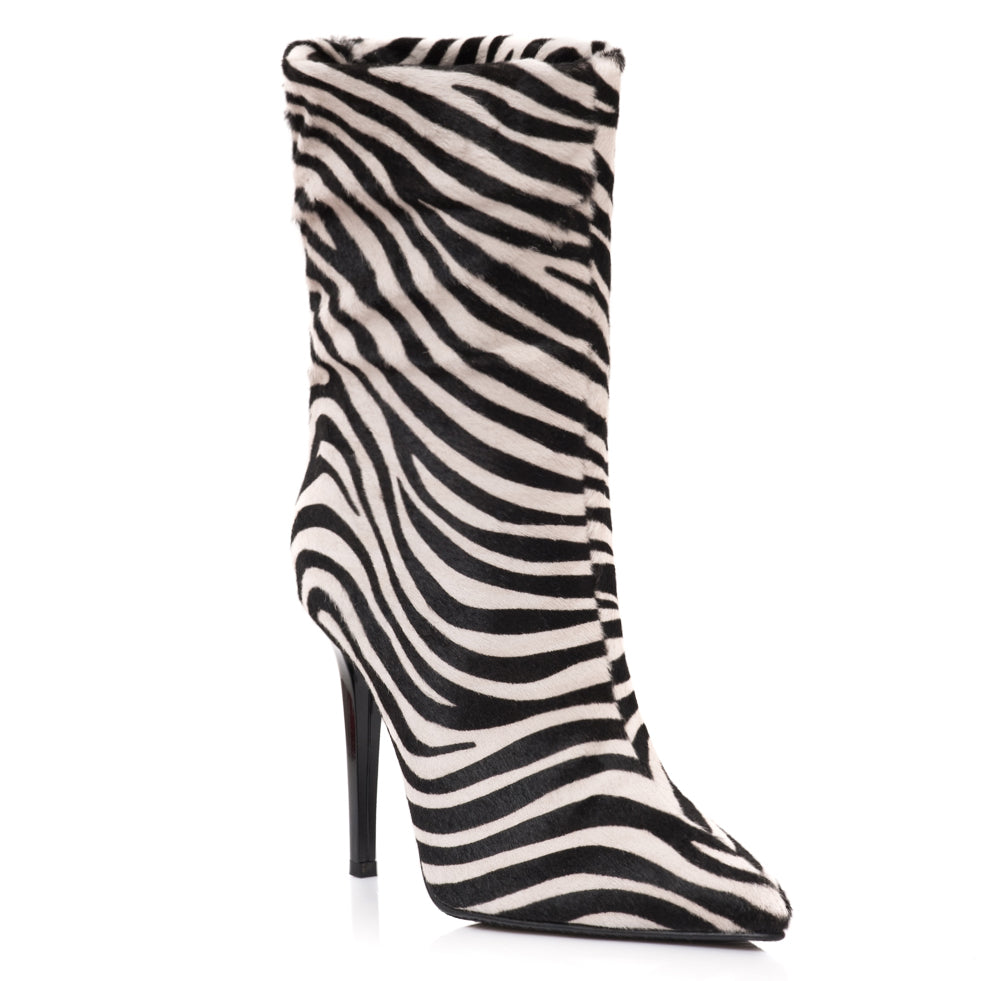 Botine Piele Ponei Imprimeu Zebra L4- Orice Culoare