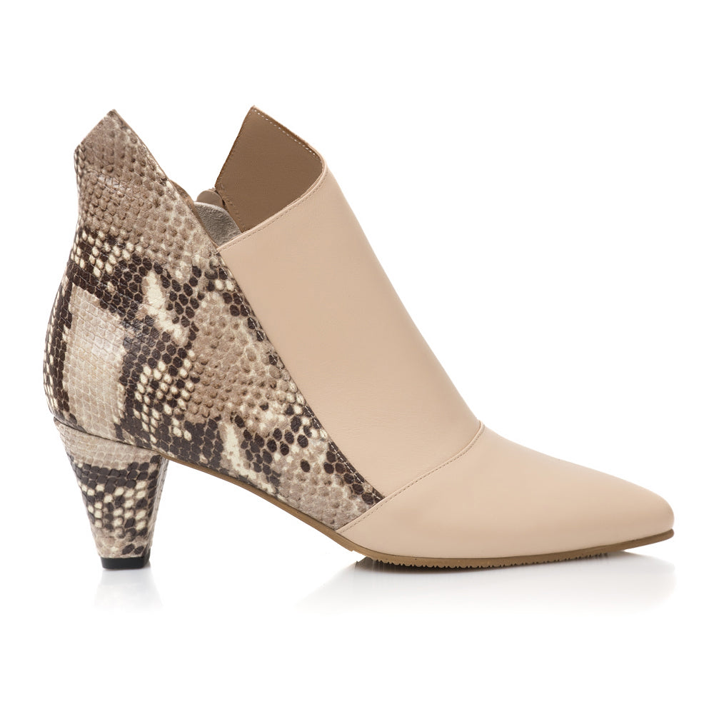 Botine Chic Comod Snake Nude L6 - Orice Culoare