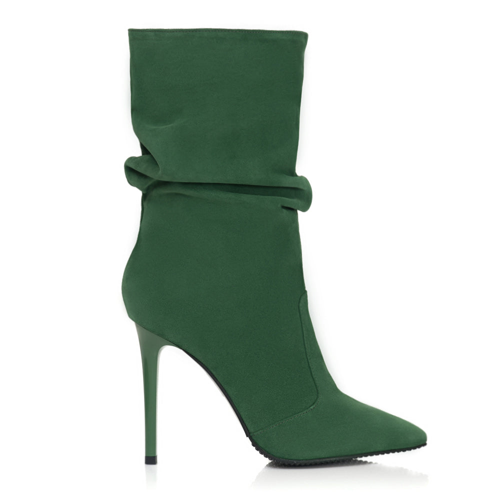 Cizme Scurte Fronsate Piele Intoarsa Verde S14 - orice culoare