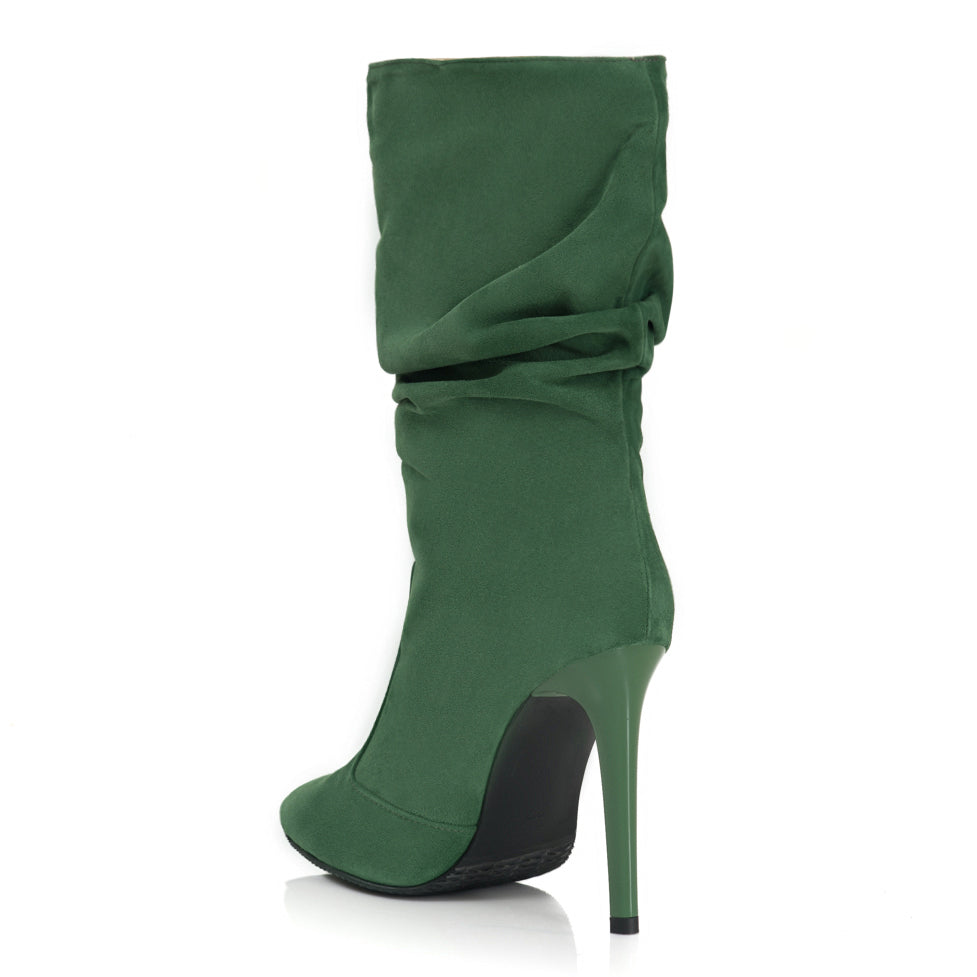Cizme Scurte Fronsate Piele Intoarsa Verde S14 - orice culoare