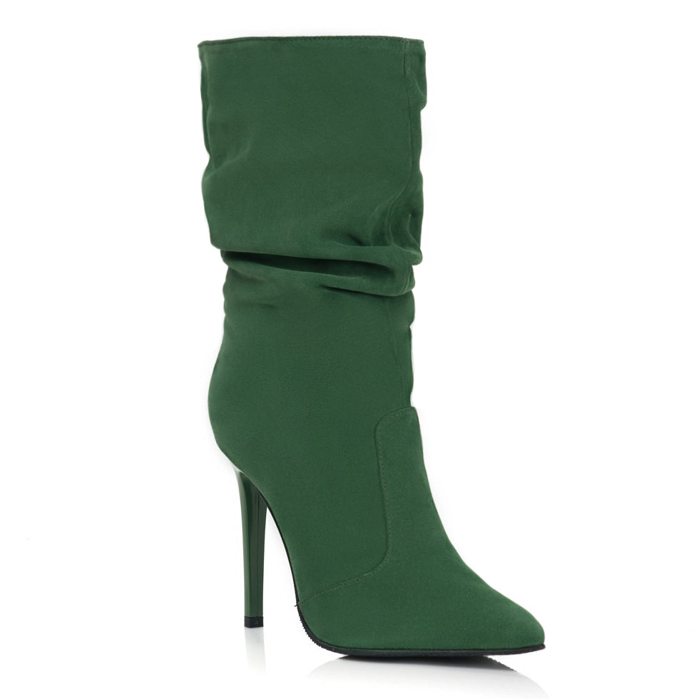 Cizme Scurte Fronsate Piele Intoarsa Verde S14 - orice culoare