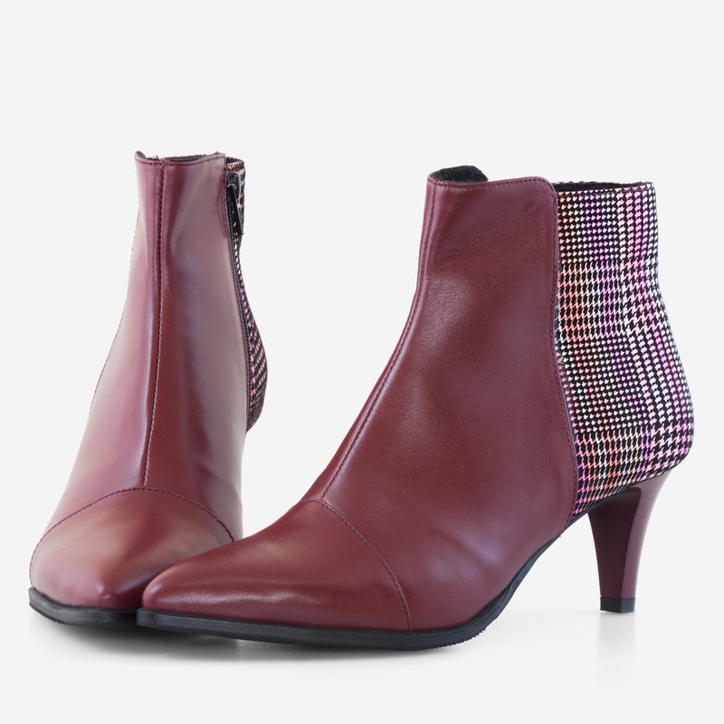 Botine Stiletto Piele Bordo Comod D26 - Orice Culoare