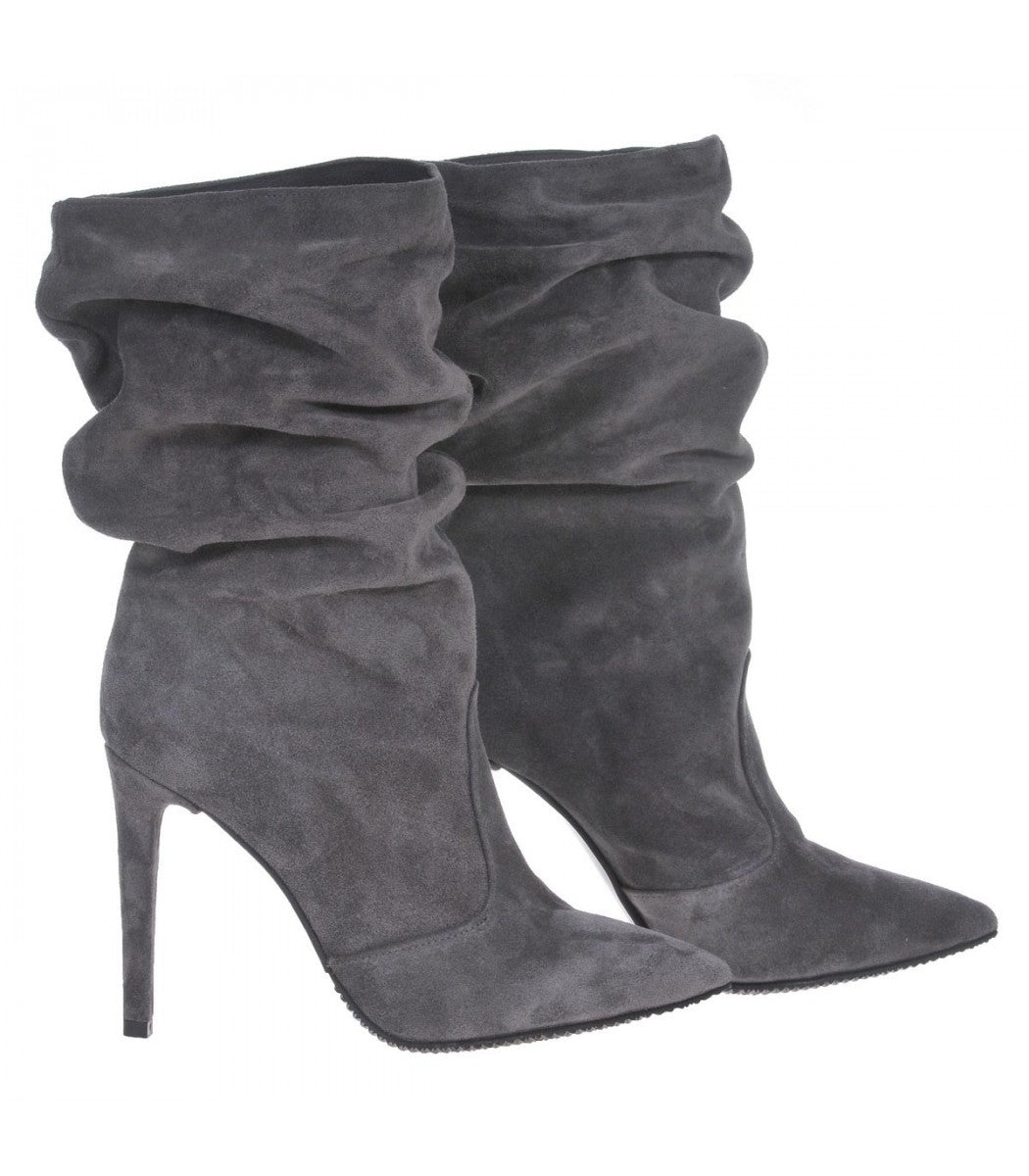 Cizme Scurte Fronsate Piele Intoarsa Negru S14 - orice culoare