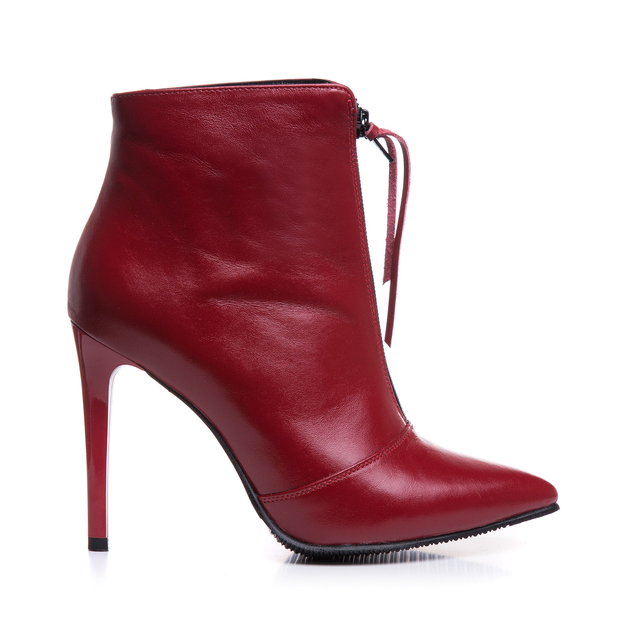 Botine Piele Bordo Stiletto Fermuar Lolita L 17 - Orice Culoare