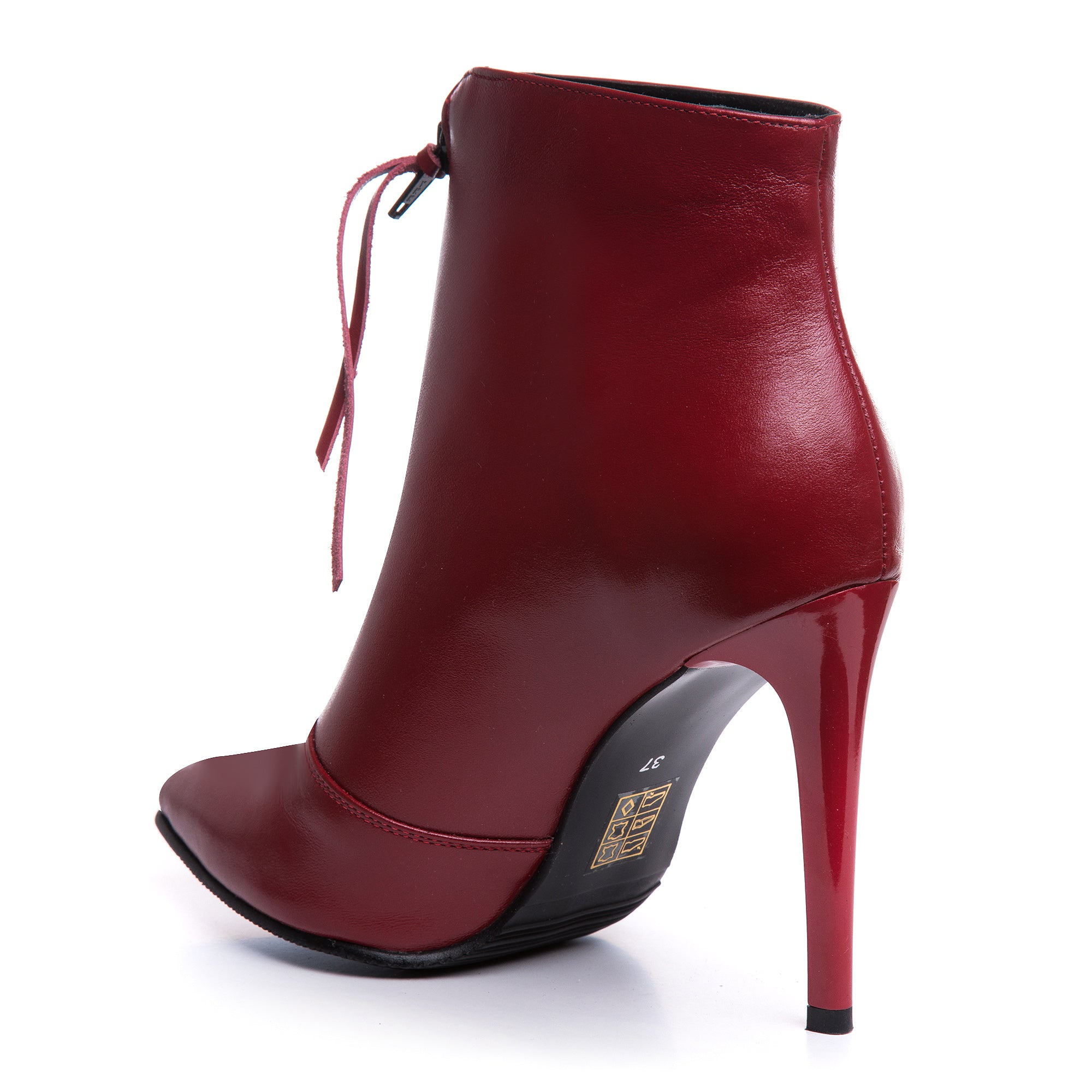 Botine Piele Bordo Stiletto Fermuar Lolita L 17 - Orice Culoare