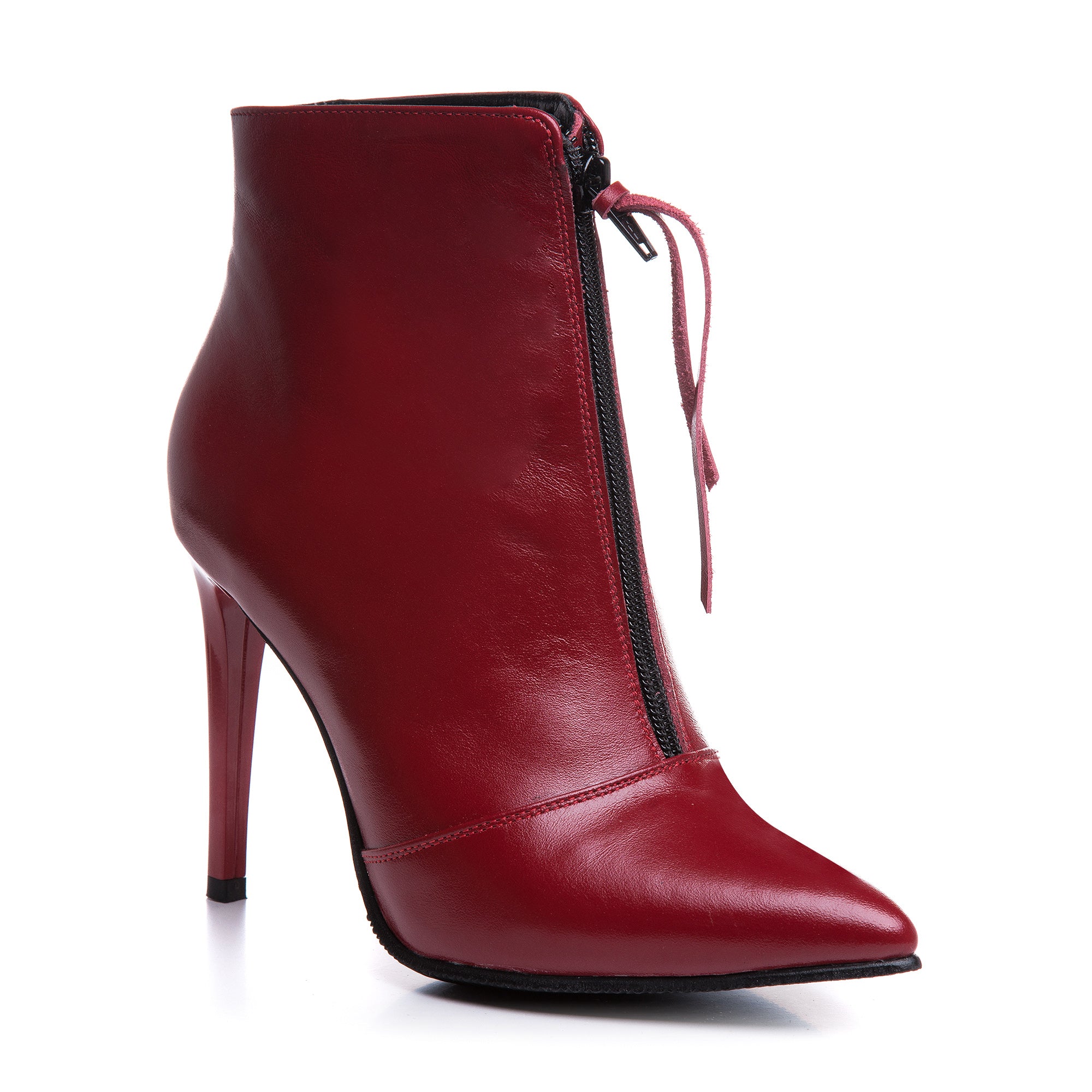 Botine Piele Bordo Stiletto Fermuar Lolita L 17 - Orice Culoare