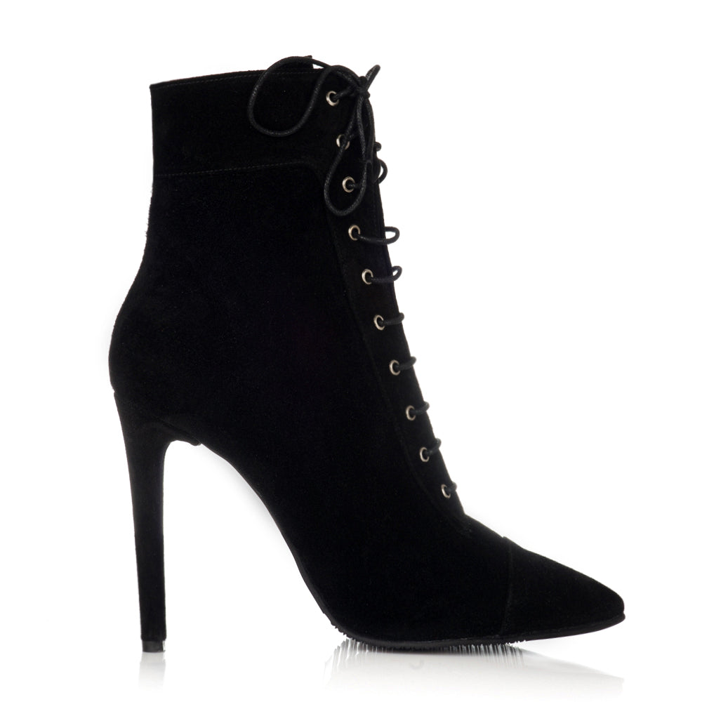 Botine Stiletto Piele Intoarsa Cu Siret F22- orice culoare