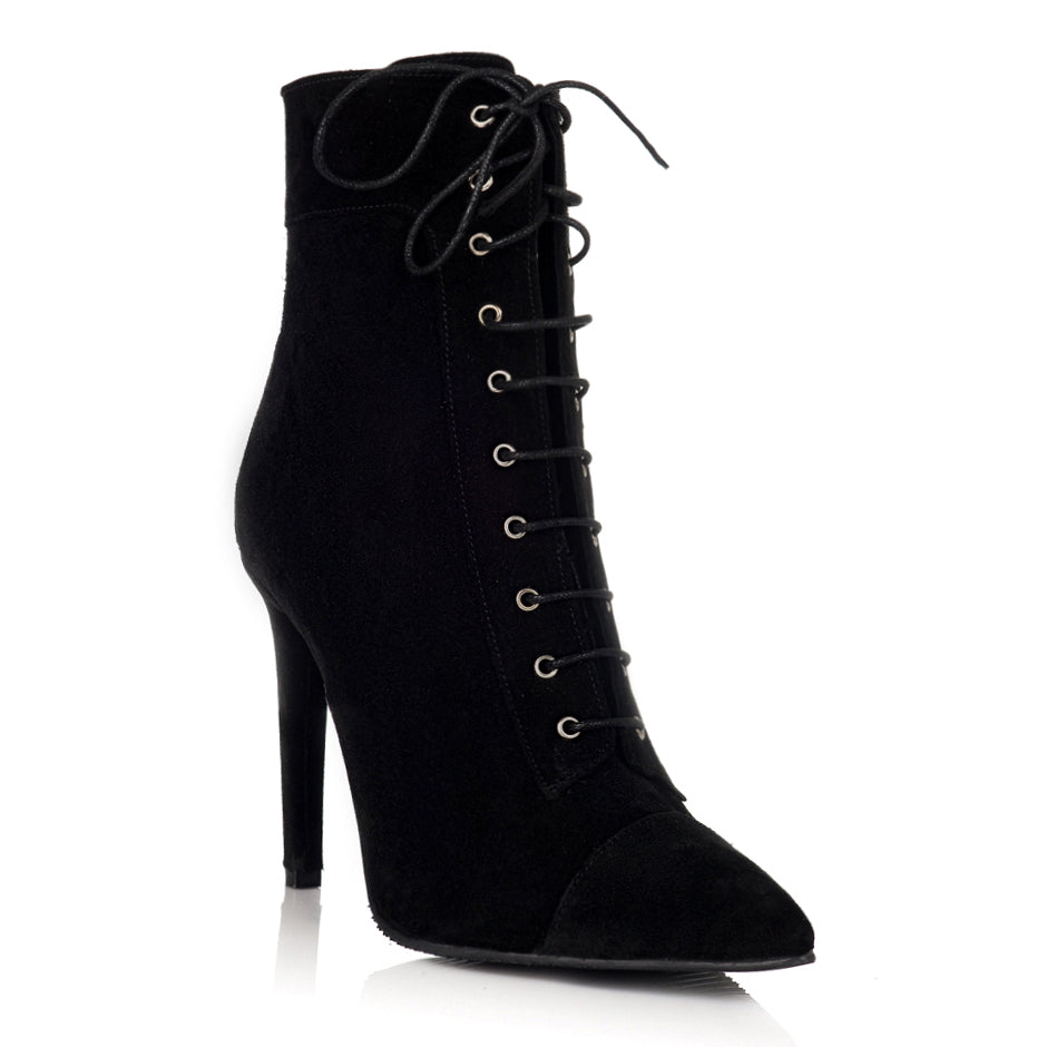 Botine Stiletto Piele Intoarsa Cu Siret F22- orice culoare
