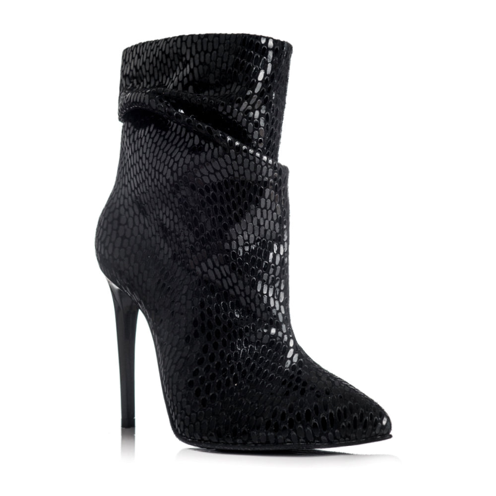 Botine piele lacuita snake fronsate C7  - orice culoare