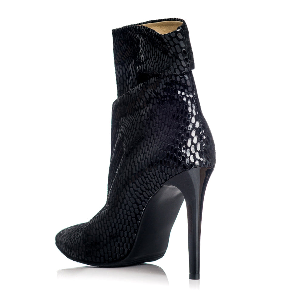 Botine piele lacuita snake fronsate C7  - orice culoare