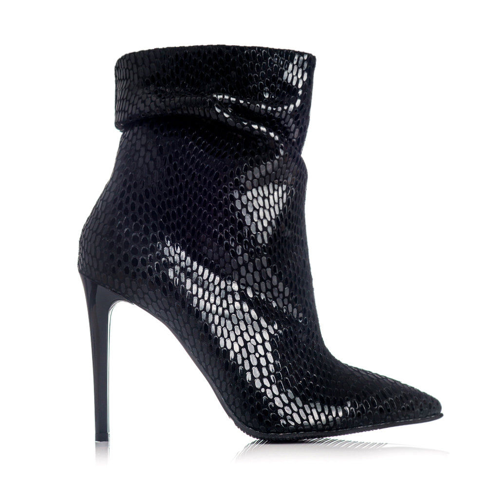 Botine piele lacuita snake fronsate C7  - orice culoare