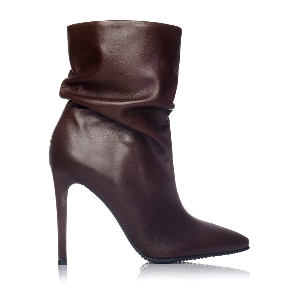 Botine piele naturala maro fronsate C7  - orice culoare