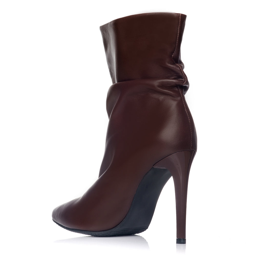 Botine piele naturala maro fronsate C7  - orice culoare