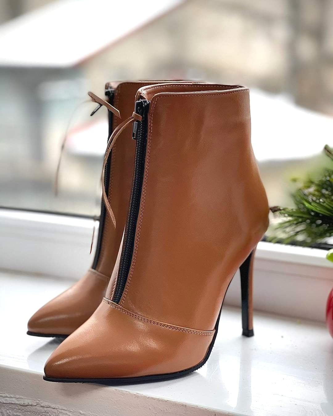 Botine Piele Bordo Stiletto Fermuar Lolita L 17 - Orice Culoare