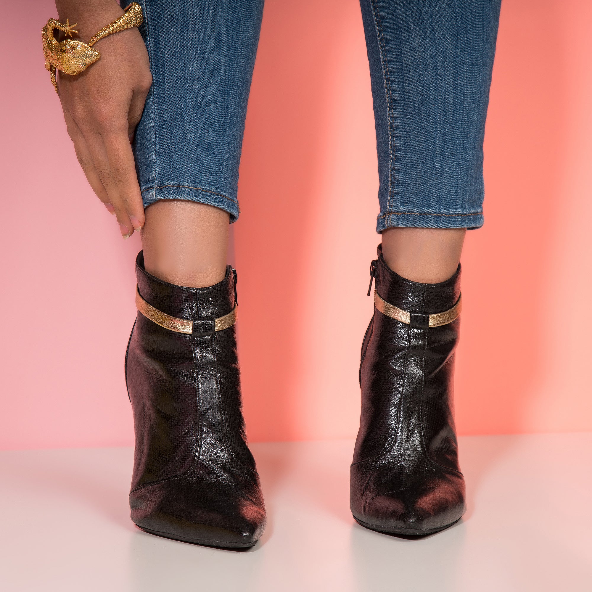 Botine Stiletto Piele Naturala Clame B1 - Orice Culoare