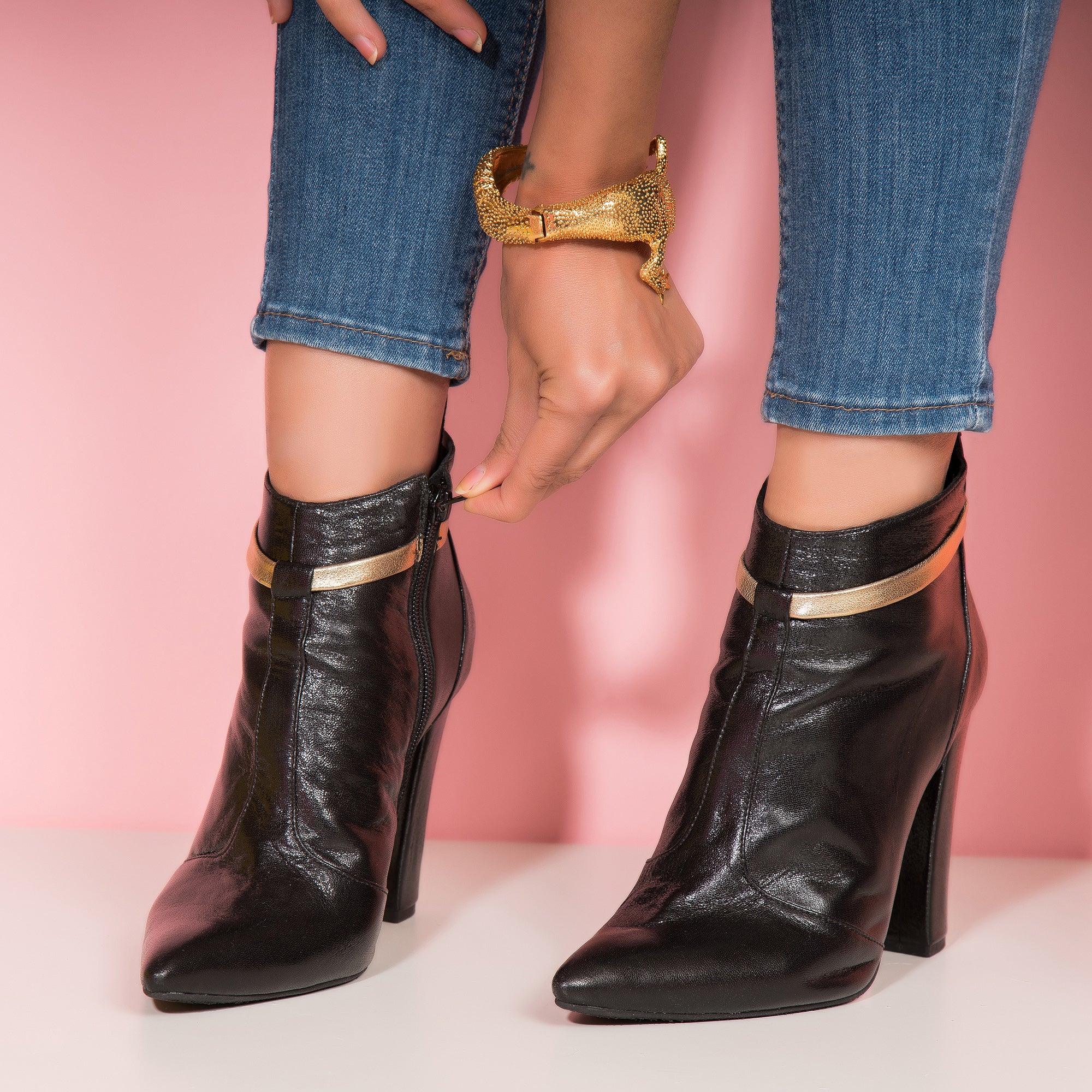 Botine Stiletto Piele Naturala Clame B1 - Orice Culoare