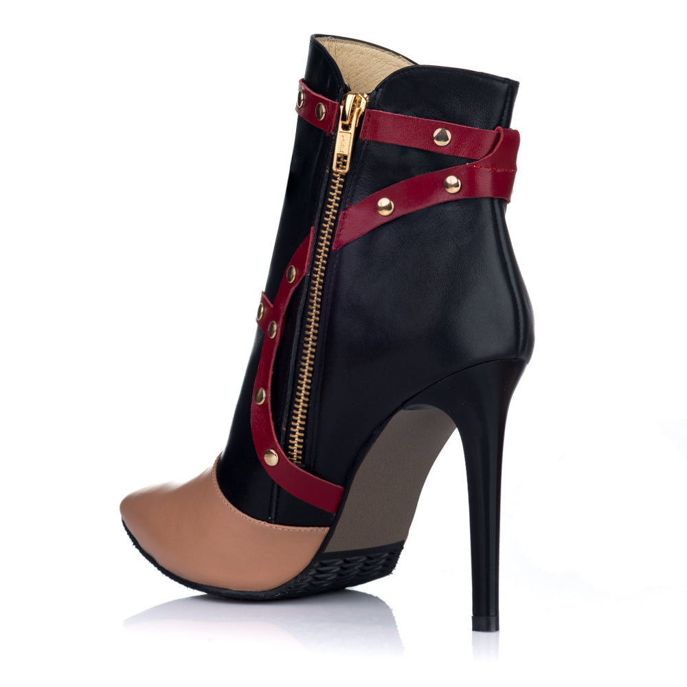 Botine Piele Negru Stiletto Capse S4 - orice culoare