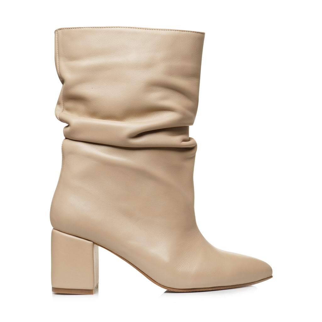 Botine Fronsate Piele Nude Clementine - orice culoare