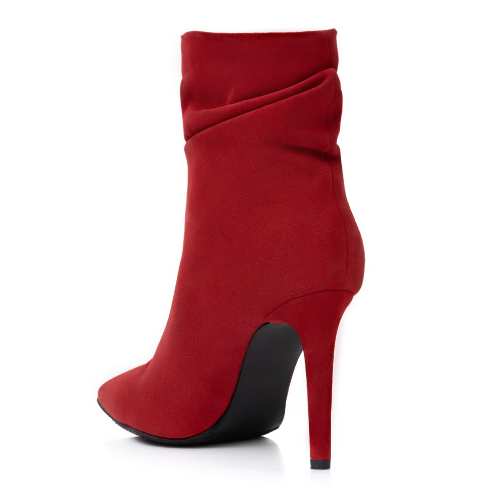 Botine Stiletto fronsate Piele Rosu Aria V14 - Orice Culoare