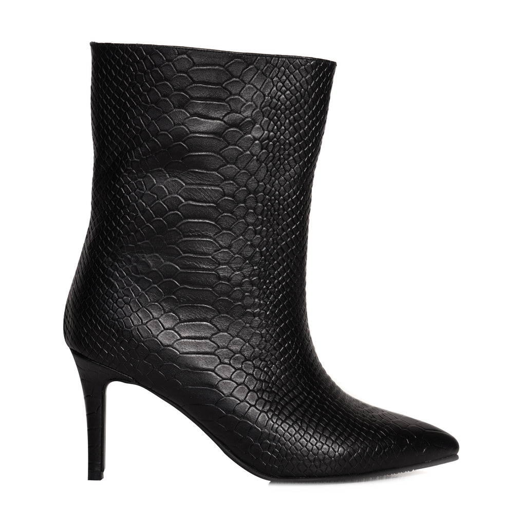 Botine Piele Imprimeu Sarpe Negru Loren - orice culoare