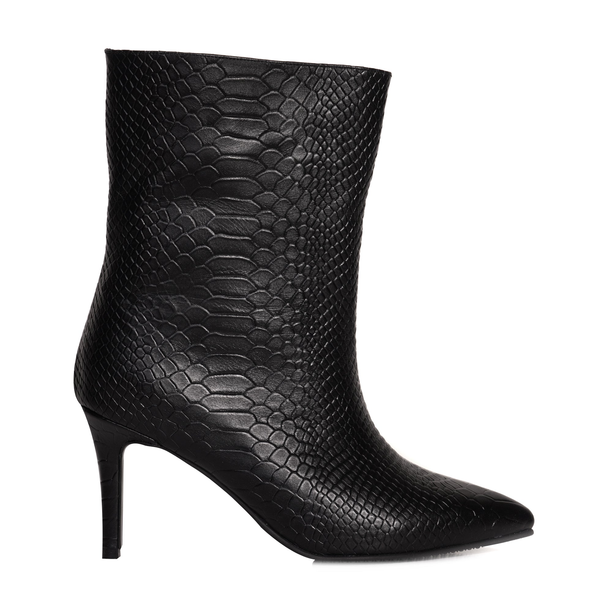 Botine Piele Imprimeu Sarpe Negru Loren - orice culoare