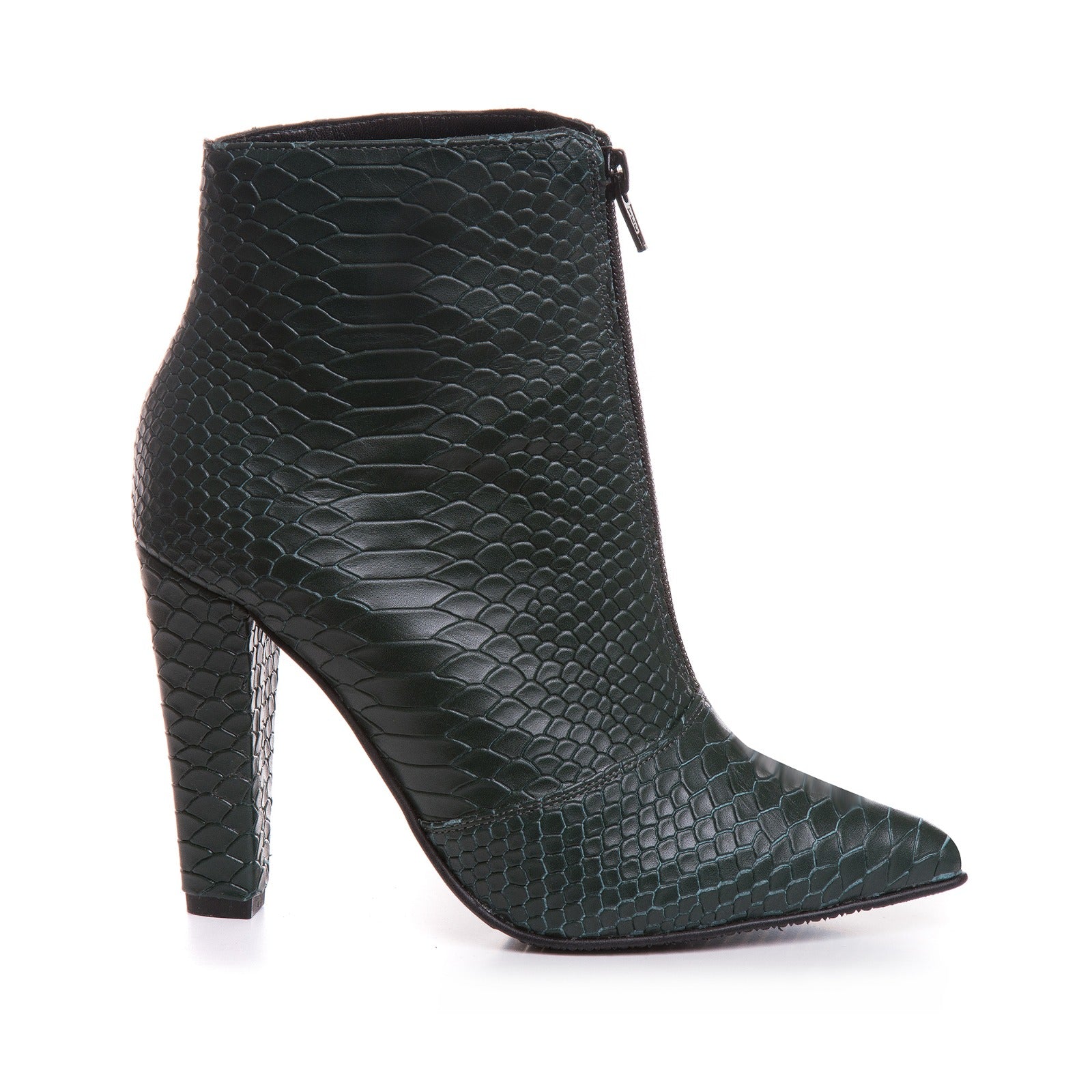 Botine Piele Imprimeu Sarpe Verde Inchis L16 - Orice Culoare