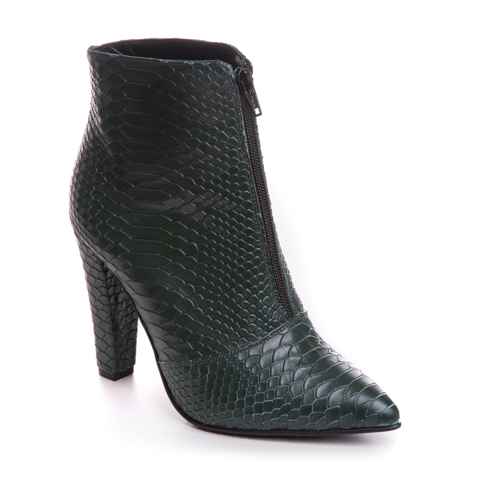 Botine Piele Imprimeu Sarpe Verde Inchis L16 - Orice Culoare