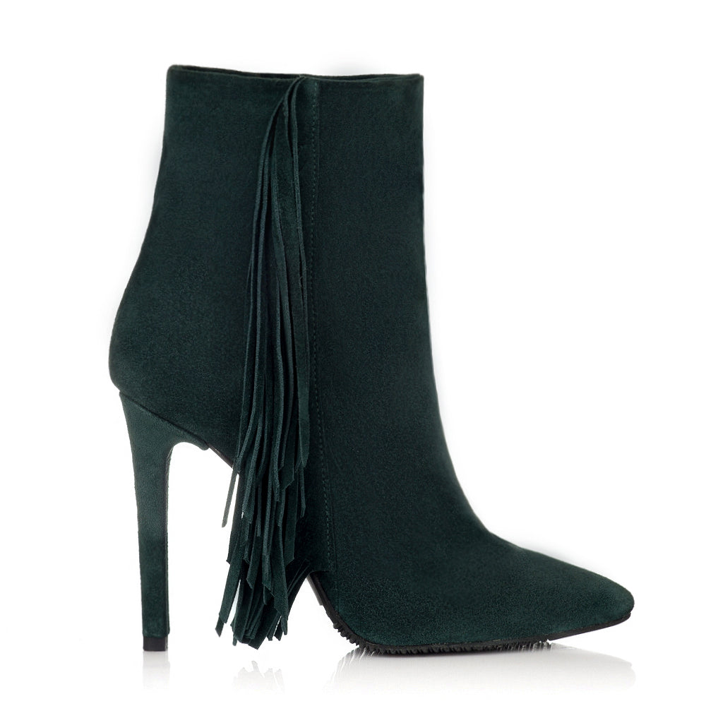 Botine Stiletto Piele Verde Franjuri F19 - orice culoare