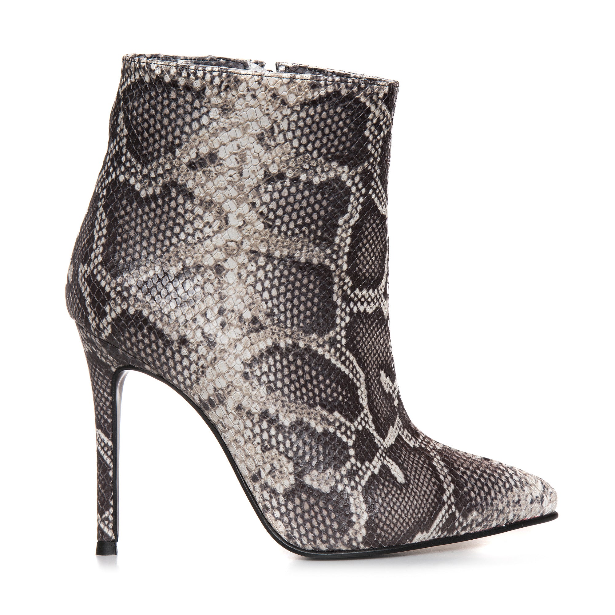 Botine Stiletto Piele Imprimeu  Sarpe  Black & White L22 - Orice Culoare