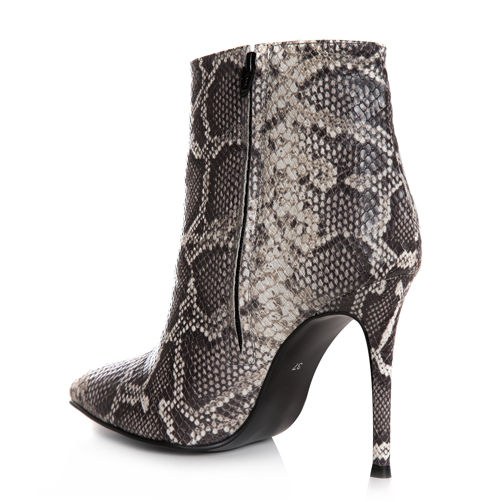 Botine Stiletto Piele Imprimeu  Sarpe  Black & White L22 - Orice Culoare