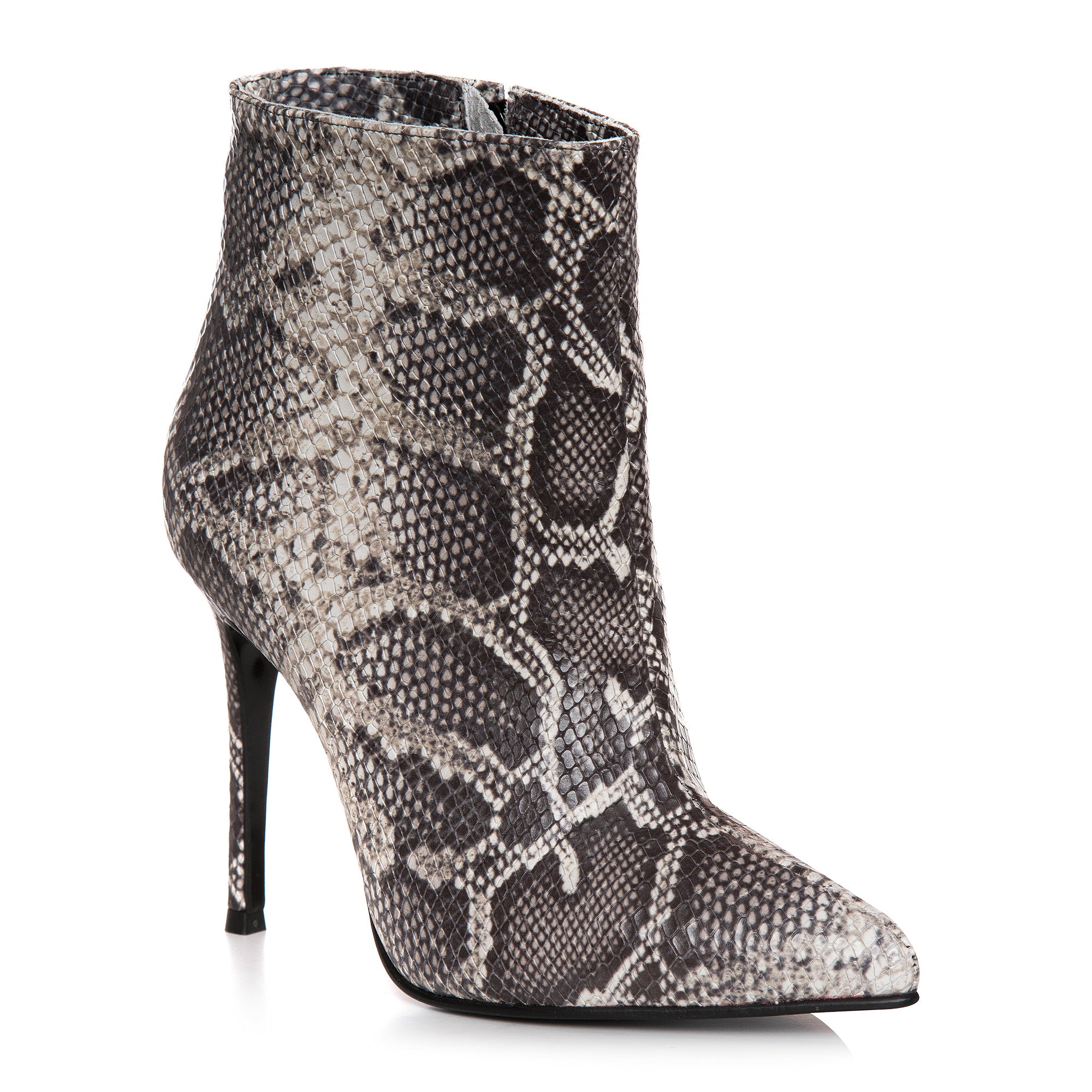 Botine Stiletto Piele Imprimeu  Sarpe  Black & White L22 - Orice Culoare