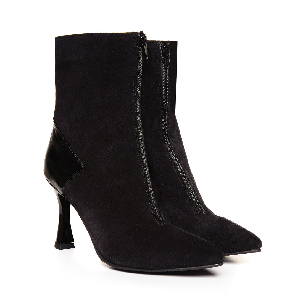 Botine Piele Negru cu Fermuar Toc Clepsidra C41 - Orice Culoare