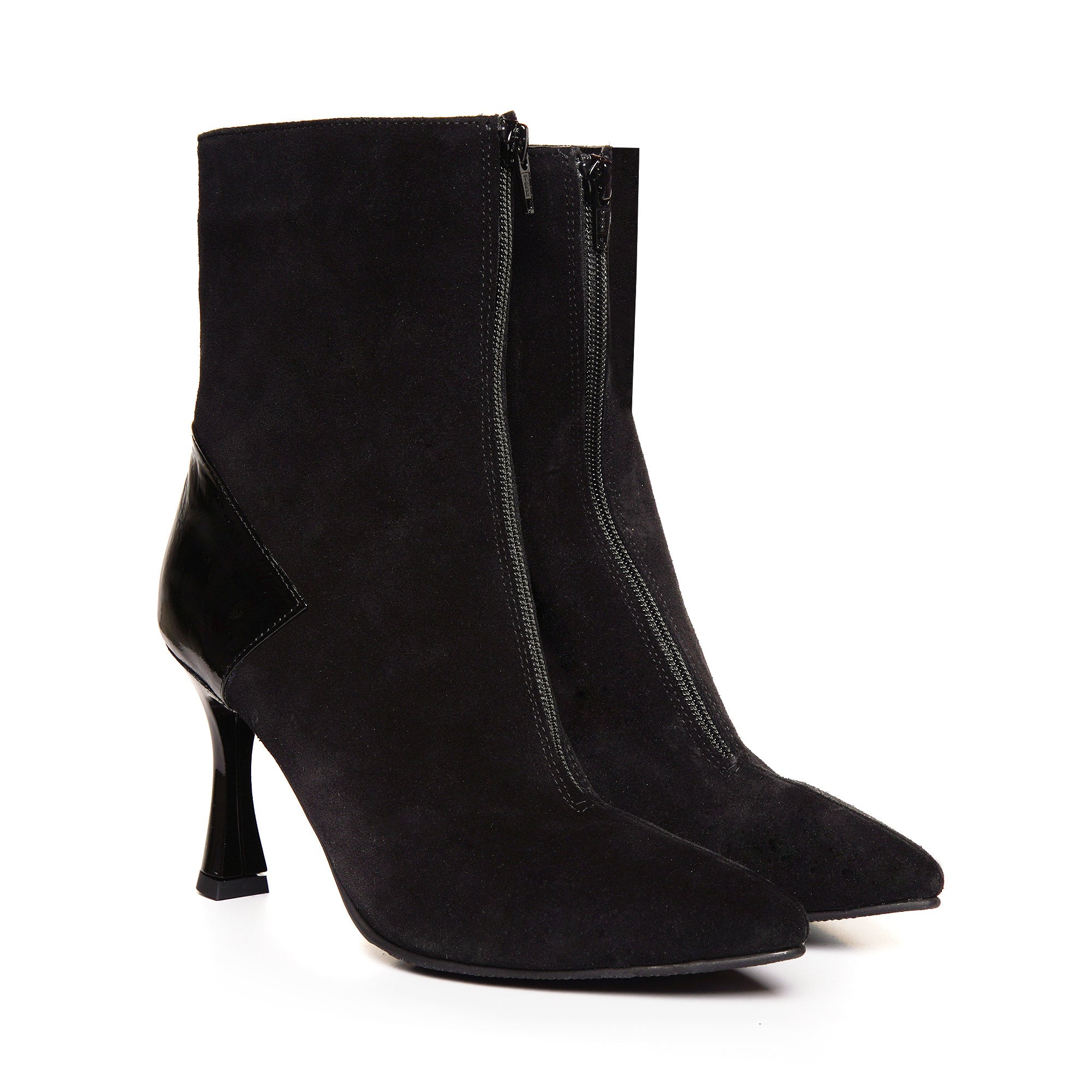 Botine Piele Negru cu Fermuar Toc Clepsidra C41 - Orice Culoare