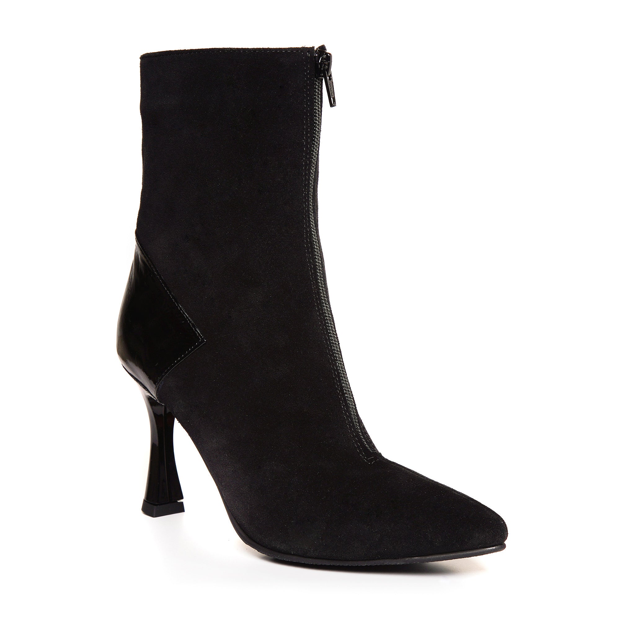Botine Piele Negru cu Fermuar Toc Clepsidra C41 - Orice Culoare